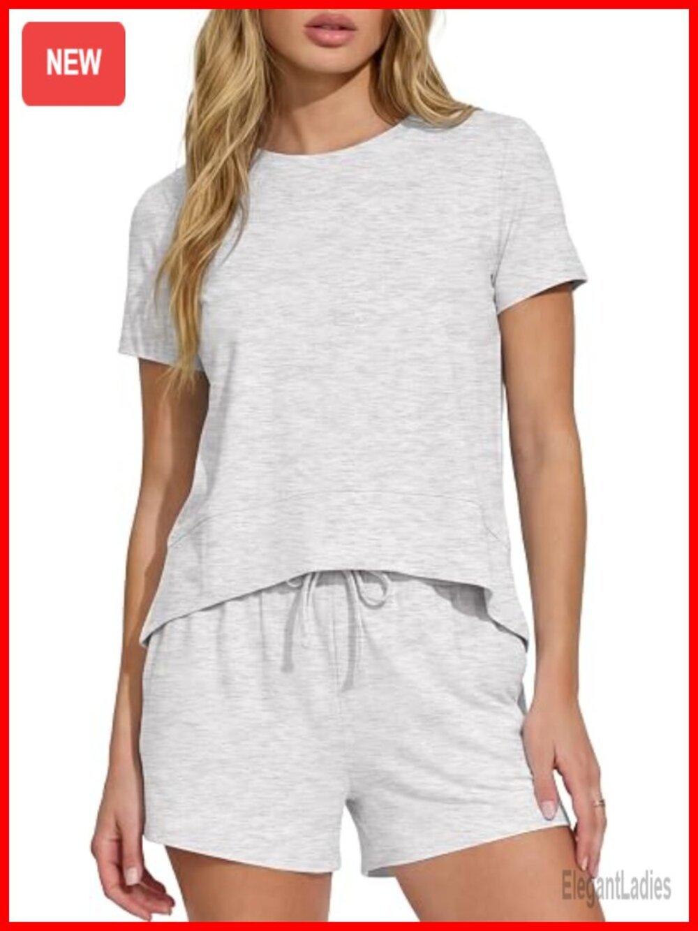 Lightweight 2 Piece Lounge Set with Drawstring Shorts